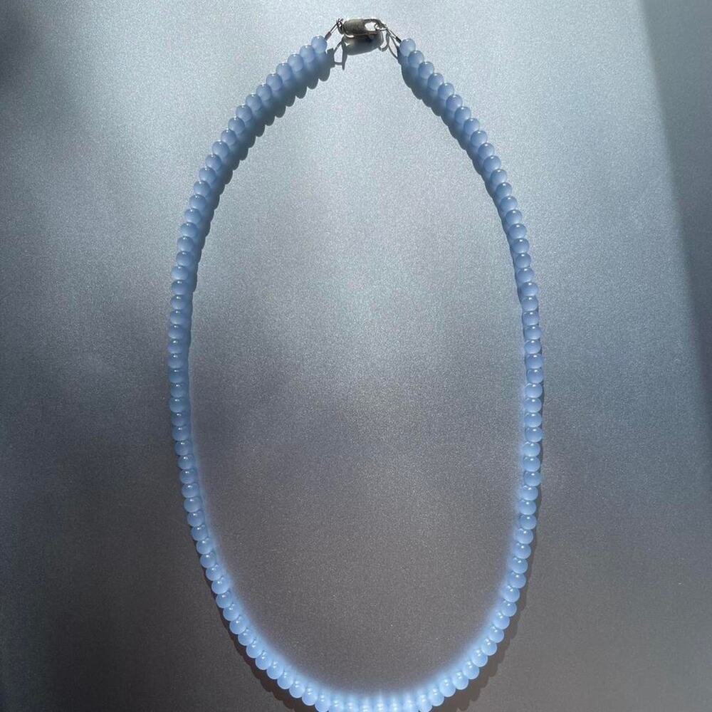 Purple Haze Blue Chalcedony Beaded Necklace 17 in Gemstone Layering